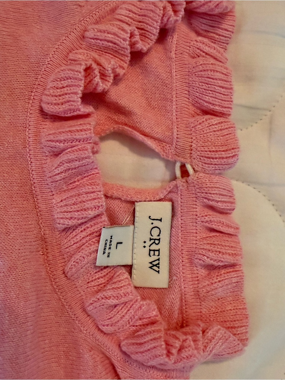 J.Crew Pink Ruffle Crew Neck Sweater Top
